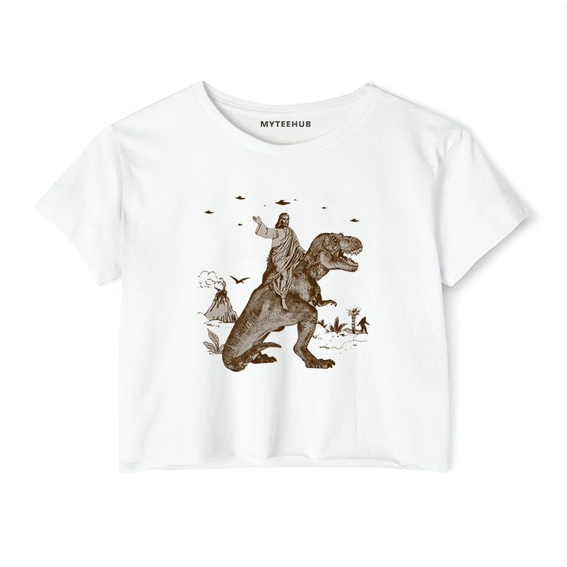 Jesus Riding Dinosaur Tee