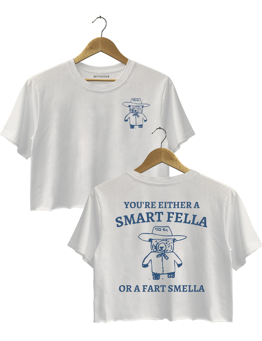 Are You A Smart Fella Or Fart Smella_ Crop Top