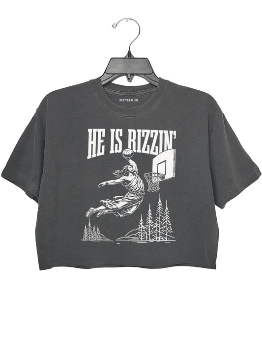 He ls Rizzin Jesus Playing Basketball Crop Top