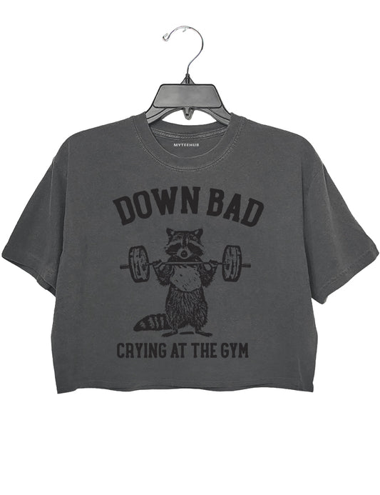 Raccoon Down Bad Crying At The Gym Crop Top